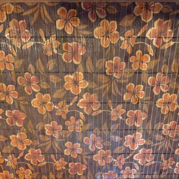 Bamboo Placemat With Floral Design Set of 4 Country Farmhouse - Picture 2 of 4